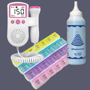 Balson Rechargeable Baby Heart Monitor for Pregnancy & Pill Organizer I Pink Fetal Doppler