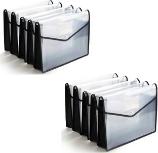 CAMPIO Poly-Plastic Envelope Folder Transparent A4/Foolscap Documents File Storage Bag with Button