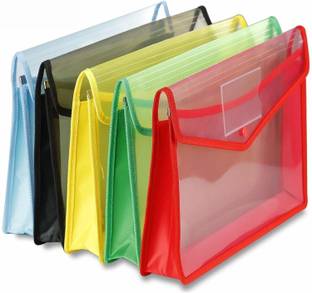 DGSTORE Envelope Folder,Transparent Poly-Plastic A4 Documents File Storage Bag with Snap Button Set of 5/Certificate File Holder/Document Folder for Certificates A4/Bag for Document VERGIN PLASTIC PLASTIC