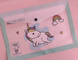 AMANVANI Plastic (12 Piece) Unicorn A4 Size Folder for Document certificates for School Stylish Folder for Girls File Folder for Kids Return Gift in Assorted Colours
