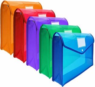 ASV Unique Hanging Transparent file folders, easy to identify your items inside Plastic File Envelope Expanding File Folder Document Organizer with Snap Closure