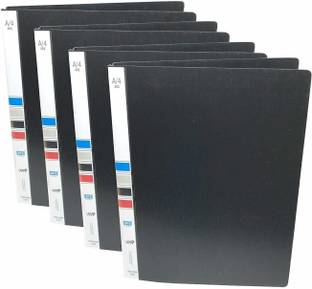 Rangwell Plastic Presents Plastic File Folder 403 2D Ring Binder A4 Size Tough & Durable Ring Binder Box Board File - 4pk (Black)