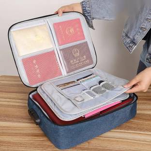 Luxula Zipper Travel Document File Organizer Multiple Folder Bag with Safety Code Lock
