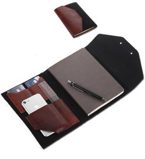 ADVINCI Canvas and Leather Notebook Sleeve with Diary, Card & Phone Holder Multiple Card Slot