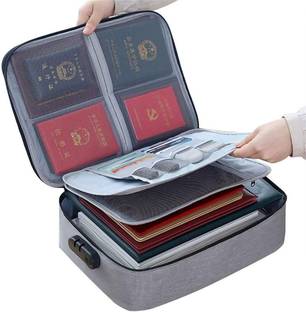 Prachi Zipper Travel Document File Organizer Multiple Folder Bag with Safety Code Lock Document Organizer Bag for Certificates & Document Safe Pouch Bag for Home Office Travel