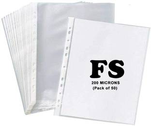 CAMPIO Plastic FS 200-Microns Document Sleeve Sheet Protector 11 Holes Punched Ring File Folder