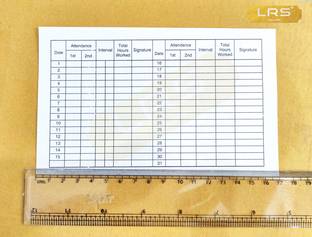 LRS Paper Attendance Card for Daily Payroll Wages Workmans