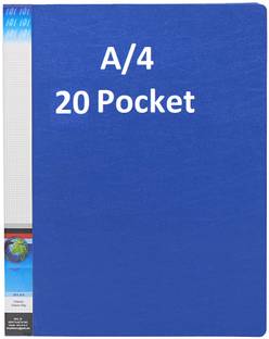 vavia PLASTIC 20 Pocket Display File /Leaf Fil (A4, Blue) Clear Book File Display File