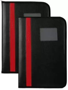 DUVIK faux leather Faux Leather Faux Leather 20 Leaf Document Bag File Folder For Job Interview Certificate Carry and Storage (Pack of 2) (Set Of 2, Black, Red)
