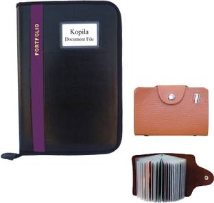 Kopila PU Leather Document File folder With ATM Card Holder(10 Pocket) Easy to carry & Secure
