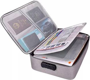 Dizaa Zipper Travel Document File Organizer Multiple Folder Bag with Safety Code Lock Multilayer Travel File Organiser Waterproof Document Storage Bag File Folders Bag