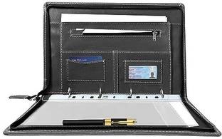 Amaayra PU Leatherette II 4 Ring II Black Color With 30 Leafs Document File Folder