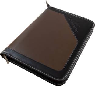 Skrill PU Leather A4 / FC File Folder With 24 Pockets Brown