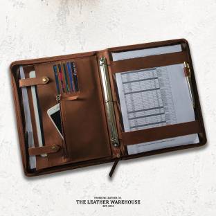 The Leather Warehouse Leather file folder Executive Folder 3 ring binder for Documents