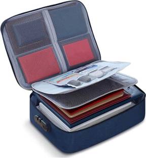 Anayo Polyester Document Organizer Bag Multilayer Travel File Organiser Waterproof Document Storage Folder with Safe Code Lock for A4 Documents, Certificates, Passport, Home, Office