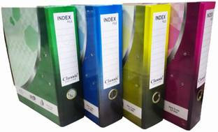 FileMate Hardboard and Laminated Paper Pack of 4 Index File 3 Inch Spine Paper Holding Capacity - 500 Papers Box File/Office File/Laminated File