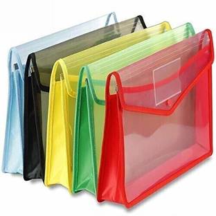 WeKonnect A4 Plastic File Envelope Expanding File Folder Document Organizer with Snap Closure & Transparent Label Pocket Waterproof File Bag for School, Offices, for Documents Button Bag