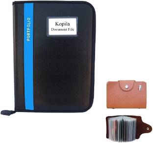 Kopila PU Leather Document File folder With ATM Card Holder(10 Pocket) Easy to carry & Secure