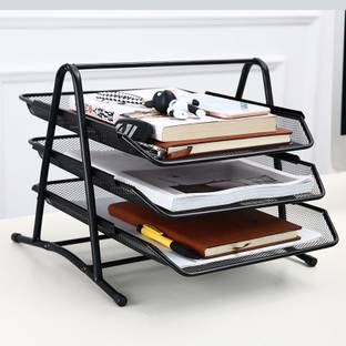 GNASTAS Metal Wire Mesh Material 3 Tier Metal Mesh A4 Files Organizer, File Tray for A4 Paper/Files/Documents