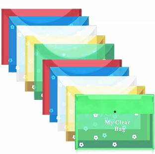 Rudra Plastic Document Bag My Clear Bag Plastic File (Set Of 20, Multicolor)