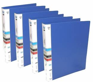 KATARIA Plastic 2D Ring Binder File, A4 (Blue Ring Binder File-4Pack)