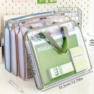 Shivom PVC 13 Compartments A4 Horizontal Expanding File Folder Multipurpose Lightweight Mesh Pocket Document Organizer For School/office/home work