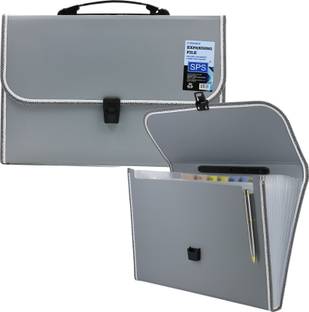 Skrill Plastic 13 Pockets Expanding File Folder for Documents, Certificates, A4/Foolscap/Legal Size File Organizer with Carry Handle