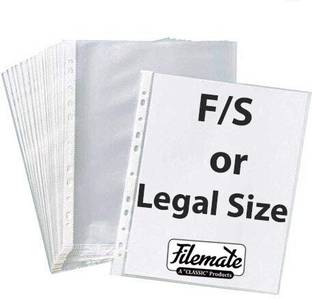 FileMate F/S or Legal Size Sheet Protector(Pack of 50 pcs)(150 micron)(Size: 13.75 X 9.25 inch) / Document sleeves