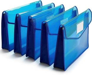 HATHIYANI Plastic Expanding File Folder | Wallet Document Holder with Snap Button Closure 4Pack