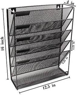 Bellveen Mesh Mesh File Organizer 5 Tier Black Wall Mount Hanging File Organizer