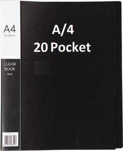 canoff PLASTIC 20 Pocket Display File /Leaf Fil (A4,BLACK ) Clear Book File Display File