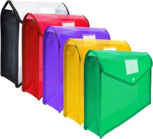 Ang Envelope Folder Transparent Poly-Plastic A4 Documents File Storage Bag with Snap Button Set of 5/Certificate File Holder/Document Folder for Certificates A4/Bag for Document VERGIN PLASTIC