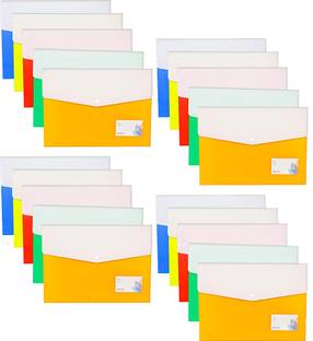 CAMPIO Plastic Double Pocket A4 Legal Document File Document Bag Plastic Folder - Snap Button