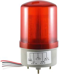 IOTA BL159 AC 110 and 220V and DC 12 and 24V LED Industrial Revolving Warning and Rotate Light Signal Tower Lamp with Sound Alarm Buzzer Siren (Medium, Red) Fire Alarm