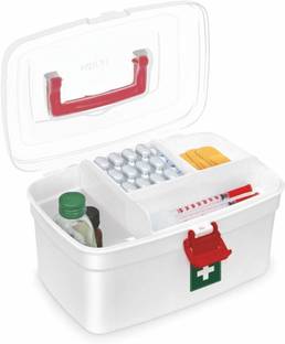 Onprix No Plastic Rectangular Medicine Box, Medical Box, First aid Box, Multi Purpose Box, Multi Utility Storage with Handle (White, Standard ). Pill Box