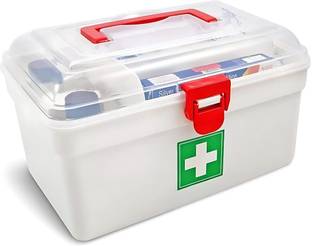 RIDHHANAL First Aid Box Lockable Medicine Storage Box Plastic Emergency Cabinet Organizer First Aid Kit