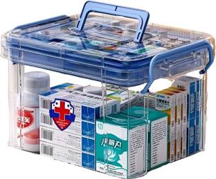 HoopVool Small Blue Clear Storage Box Container Family First Aid Box First Aid Kit