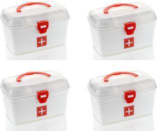 AURA PLAST First Aid Box | Emergency Medical Box | Medicine Storage Box | Pack of 4| First Aid Kit