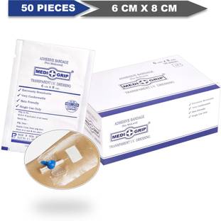 Medigrip Transparent I.V. Cannula Fixator Dressing 6 cm x 8 cm (50 Pieces) (With Pad) Films Medical Dressing