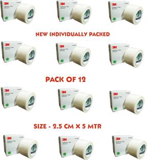 3M Micropore Surgical Tape (1530S-1) - 1 inch x 5.5 yard (2.5cm x 5m), 12 Rolls First Aid Tape
