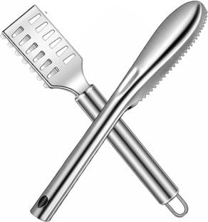 vetreo 2-Pieces Combo Fish Scrapper Remover, Stainless Steel Fish Scaler