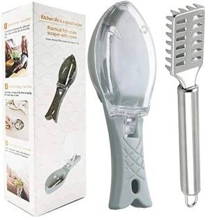 E street 2-in-1 Fish Scale Remover - ( Plastic& Stainless Steel )- Fish Cleaning Tools , Fish Scaler