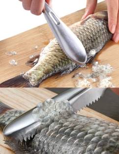CRAZYGOL Stainless Steel Fish Skin Scraping Brush Fishing Scale Brush Graters Cleaning Fish Scaler
