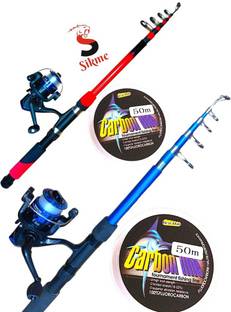 Sikme Premium 7ft Two-Piece Fishing Rod Combo Kit for Versatile Angling Red, Blue Fishing Rod