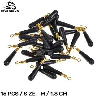 SPYROKING Rubber Bobber Stopper Rolling Copper Head Float Connector Fishing Tackle (15 Pcs) FLCBLK00M-SKA16 Black Fishing Rod