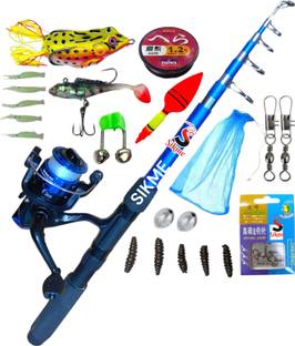 Sikme Ultimate Angler's Arsenal: 7ft (210cm)& Reel Combo Set with Complete Tackle Kit Blue Fishing Rod