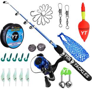 Yolo Tackles 210cm 7ft telescope fishing rod and reel with all combo set (pack of 1) 7 feet Combo for Best Performance! Multicolor Fishing Rod