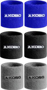 KOBO 3" (3 PAIRS) Sweat Band Cotton Wrist Band Wrist Support for Gym, Exercise Fitness Band