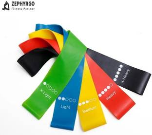ZephyrGo Resistance Loop Band Set of 5 Workout Equipment for Yoga, Stretching & Aerobic Fitness Band