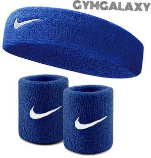 GYMGALAXY Sports Headband and Wristbands Set, White, Cotton Sweatbands for Men and Women Fitness Band